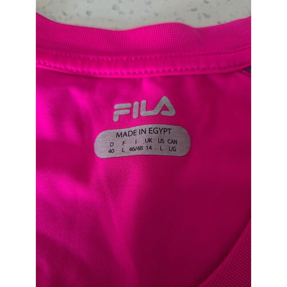 FILA Sport Athletic Shirt Women’s Large Pink V-Neck Workout Running Top - Picture 3 of 4